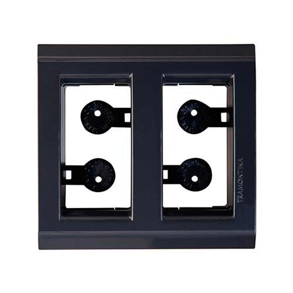 Espelho Para Móveis 2 Módulos Grafite - Tramontina - Placa 2 Posto - Suporte Termoplástico - 1