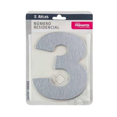 Número Residencial Adesivo Cromado 3 - Alumínio Acm - Fita 3m Vhb - Interno-externo