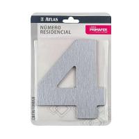 Número Residencial Adesivo Cromado 4 - Alumínio Composto Acm - Fita 3m Vhb - Interno-externo - 1