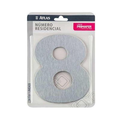Número Residencial 8 Cromado Com Adesivo - Alumínio Acm - Uso Interno-externo