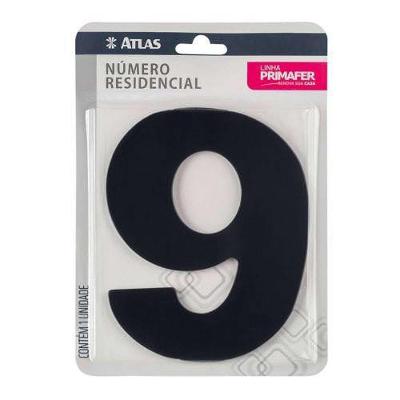 Número Residencial Adesivo Preto 9 - Alumínio Composto - Fita 3m Vhb - Uso Interno-externo