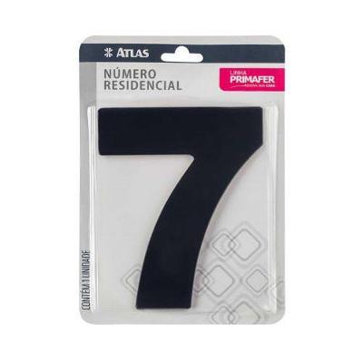 Número Residencial 7 Em Alumínio Preto Com Fita 3m Vhb - Uso Interno-externo
