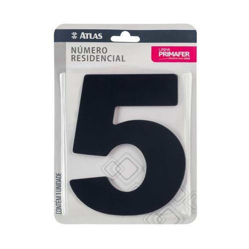 Número Residencial Alumínio Acm 5 Preto Com Fita 3m Vhb - Uso Interno-externo - 1