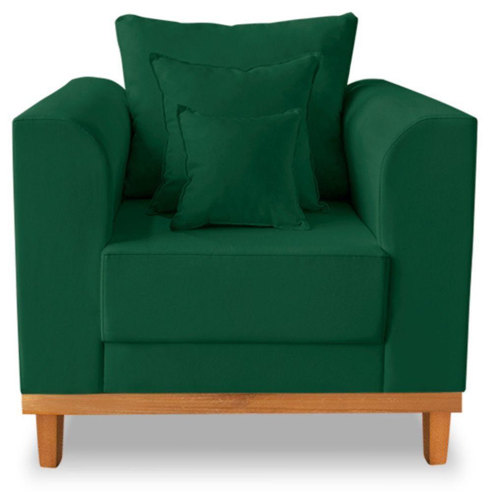 Poltrona Estofada Decorativa Beny Tecido Suede Verde - 1