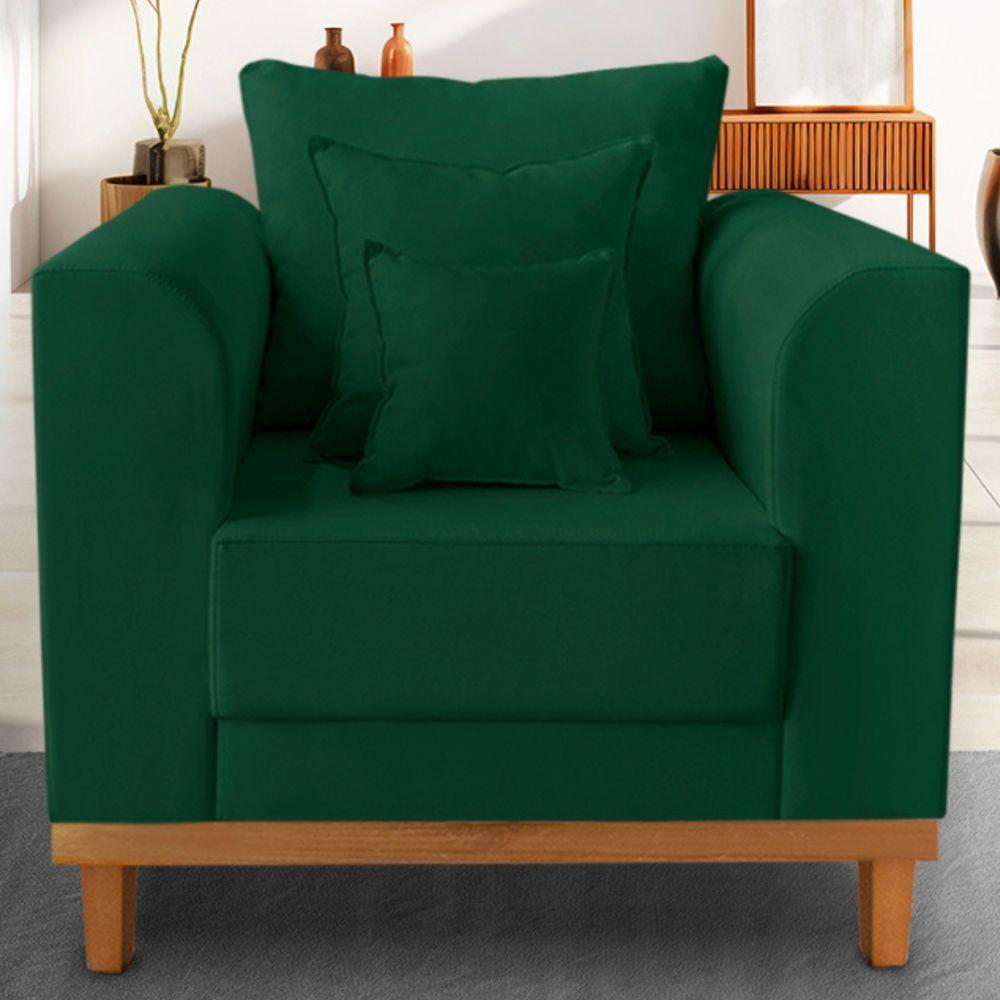Poltrona Estofada Decorativa Beny Tecido Suede Verde - 2