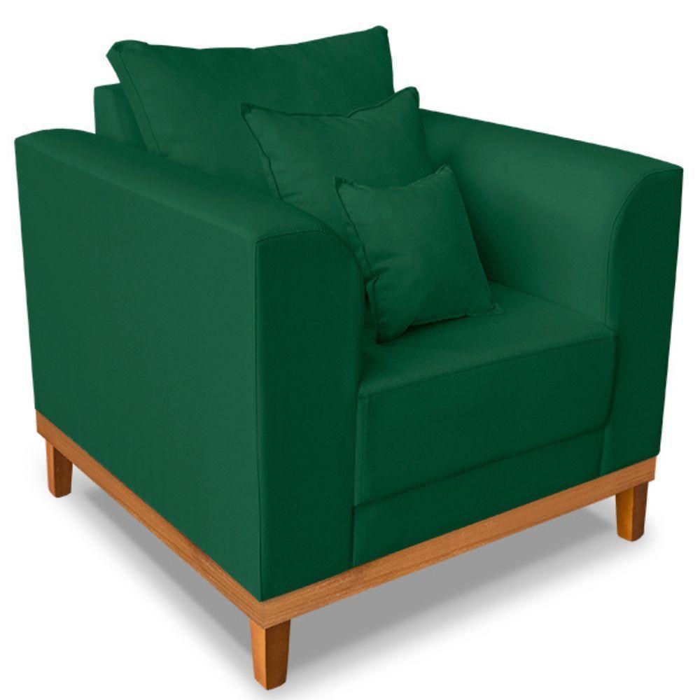 Poltrona Estofada Decorativa Beny Tecido Suede Verde - 5