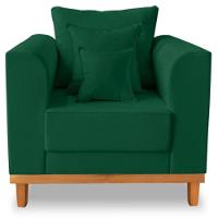 Poltrona Estofada Decorativa Beny Tecido Suede Verde - 1