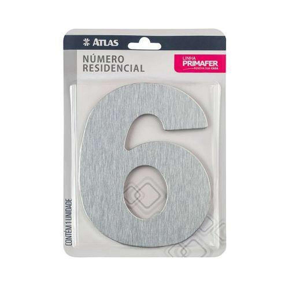 Número Residencial Adesivo Cromado 6 - Alumínio Acm - Fita 3m Vhb - Interno-externo - 1