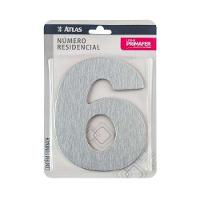 Número Residencial Adesivo Cromado 6 - Alumínio Acm - Fita 3m Vhb - Interno-externo - 1