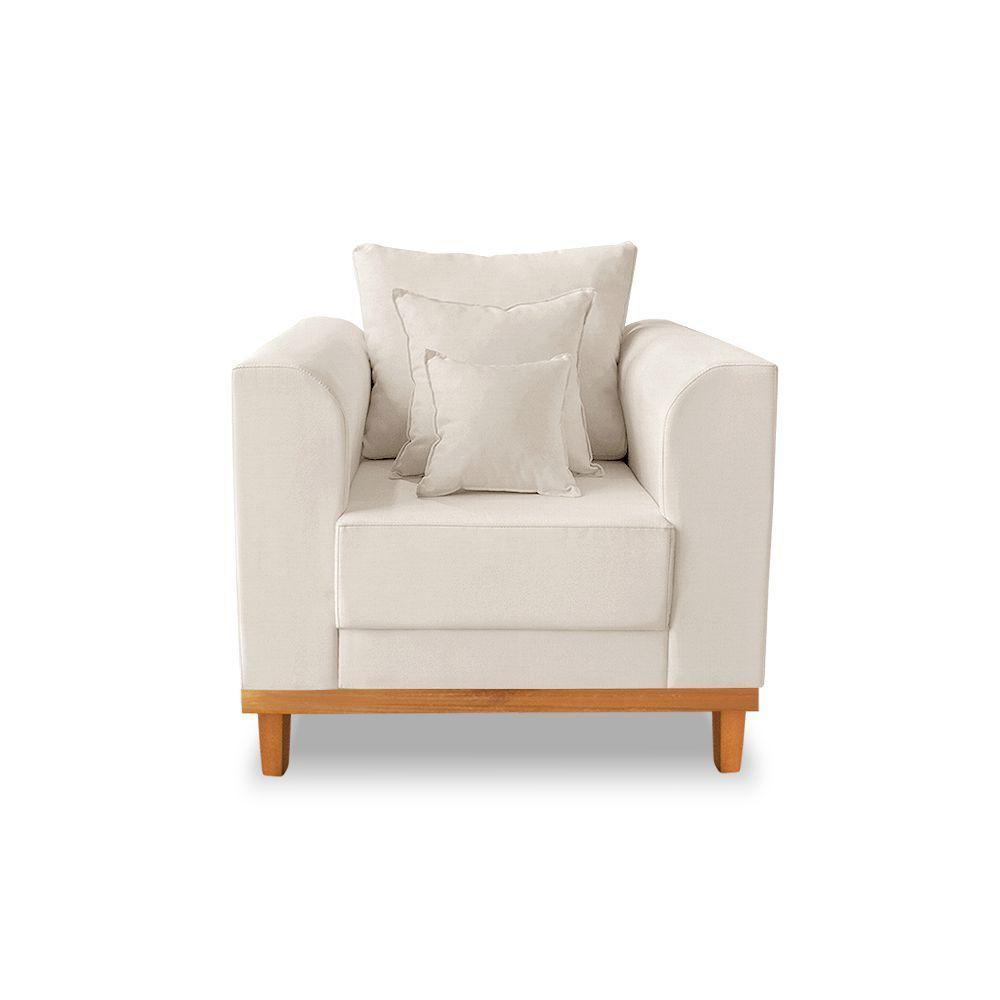 Kit Sofá 3 Lugares E 2 Poltronas Beny Viena Linho Bege - 5