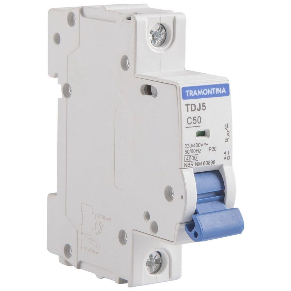 Minidisjuntor Tdj5-1c50 1 P 50 A 4,5 Ka Curva C Tramontina Tramontina - 1