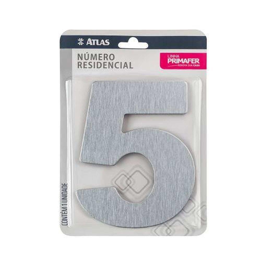 Número Residencial 5 Cromado Adesivo Alumínio Acm Para Identificação De Residência - 1