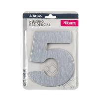 Número Residencial 5 Cromado Adesivo Alumínio Acm Para Identificação De Residência - 1