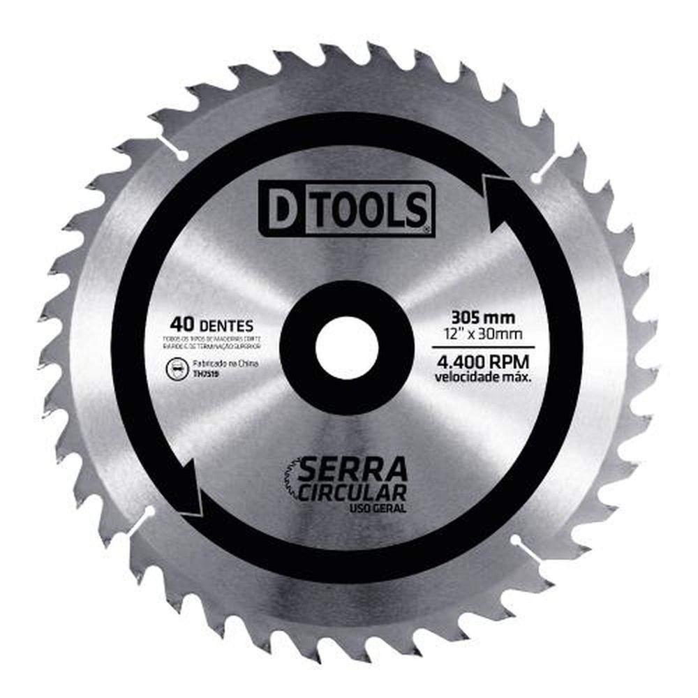 Serra Circular 12'' 40 Dentes Vídea Para Madeira - Dtools 305mm 30mm 4400 Rpm - 1