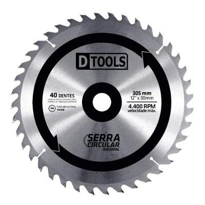 Serra Circular 12'' 40 Dentes Vídea Para Madeira - Dtools 305mm 30mm 4400 Rpm