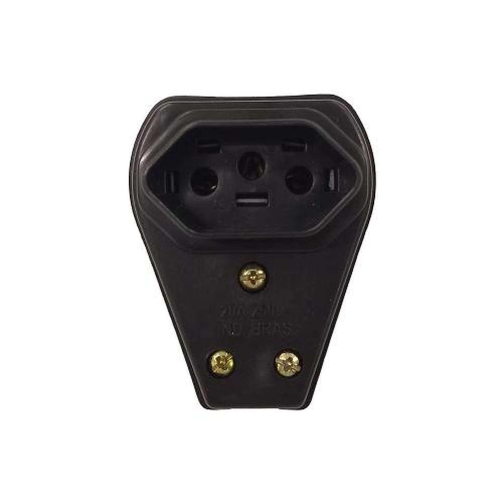 Pino Fêmea 3p 20a Triangular Com Prensa Cabo Preto - Ilumi - 1