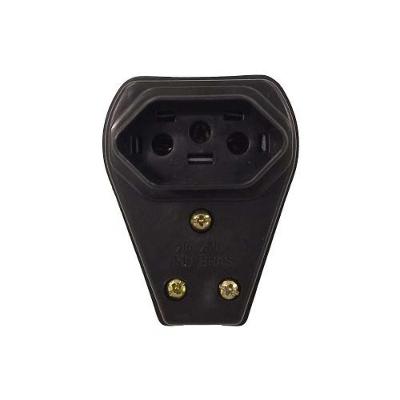 Pino Fêmea 3p 20a Triangular Com Prensa Cabo Preto - Ilumi