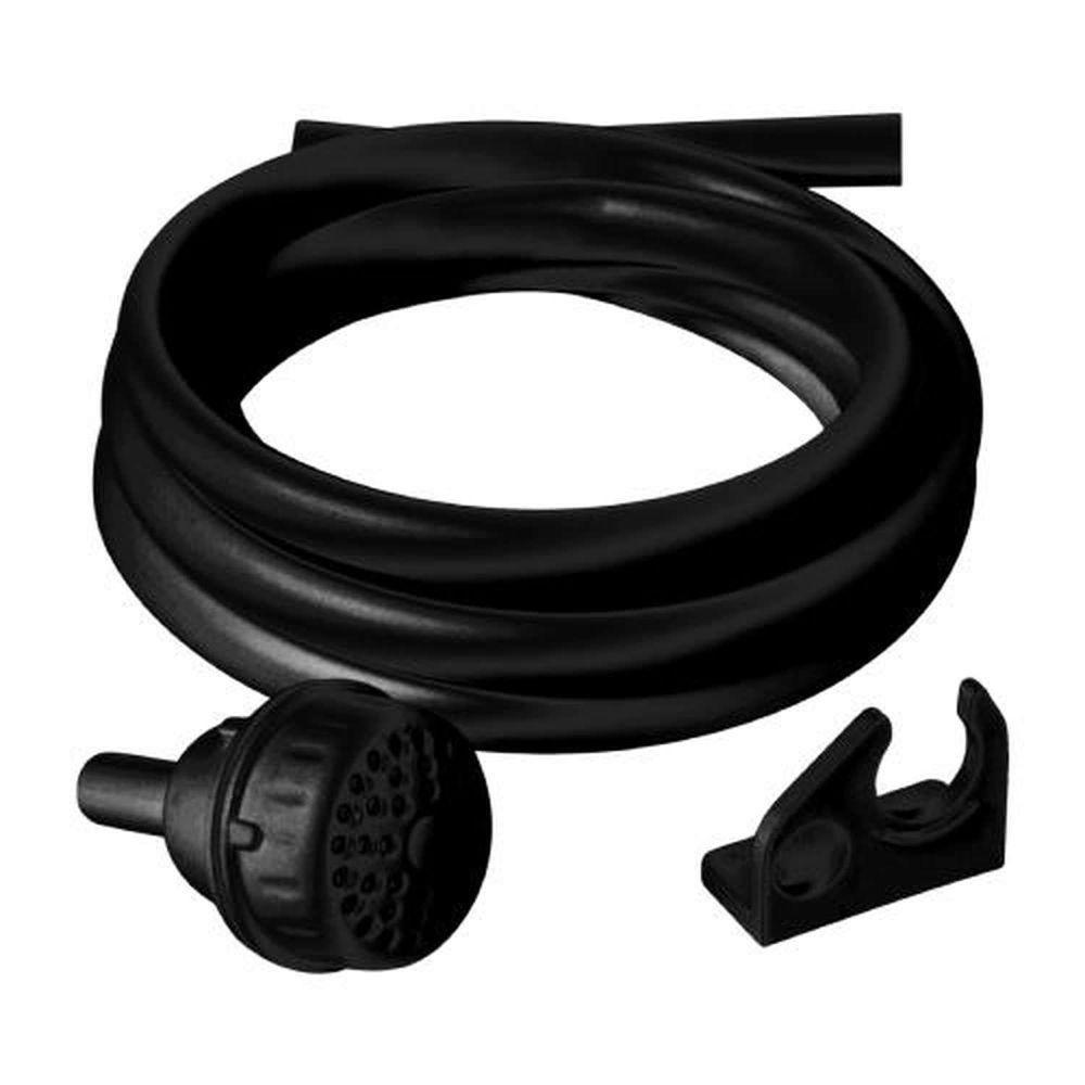 Mangueira Chuveiro 2,10m Preto Com Chuveirinho E Suporte Parede - Sintex - 1