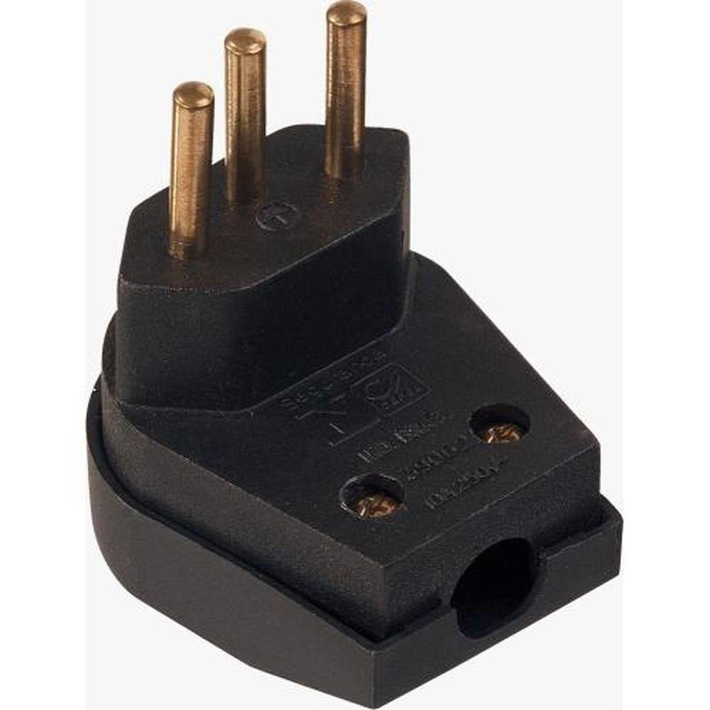 Pino Macho 3p 10a Triangular Com Prensa Cabo Preto - Pvc 10a - 250v - 1