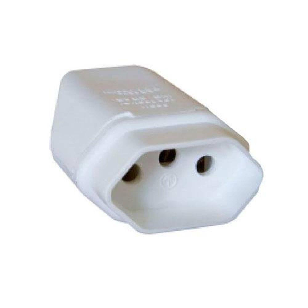 Pino Fêmea 3p 10a Branco Pvc - Sistema Novo Padrão - 50 Unidades - 1