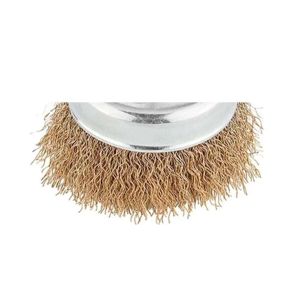 Escova Aço Carbono Tipo Copo 3" 75mm Com Haste 6mm - Mtx - 2