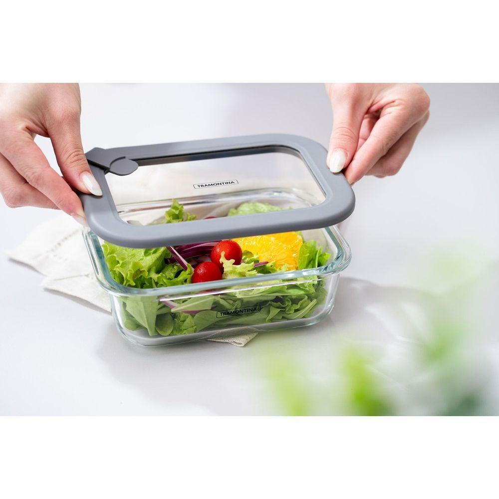 Pote De Vidro Tramontina Vittra Retangular Com Tampa Hermética De Silicone 0,64 L Tramontina - 2