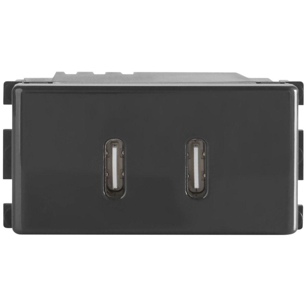 Módulo 2 Tomadas Usb-c 2 A Bivolt Tramontina Grafite Compatível Com Liz Lux² Giz Tablet Lizflex Tramontina - 2