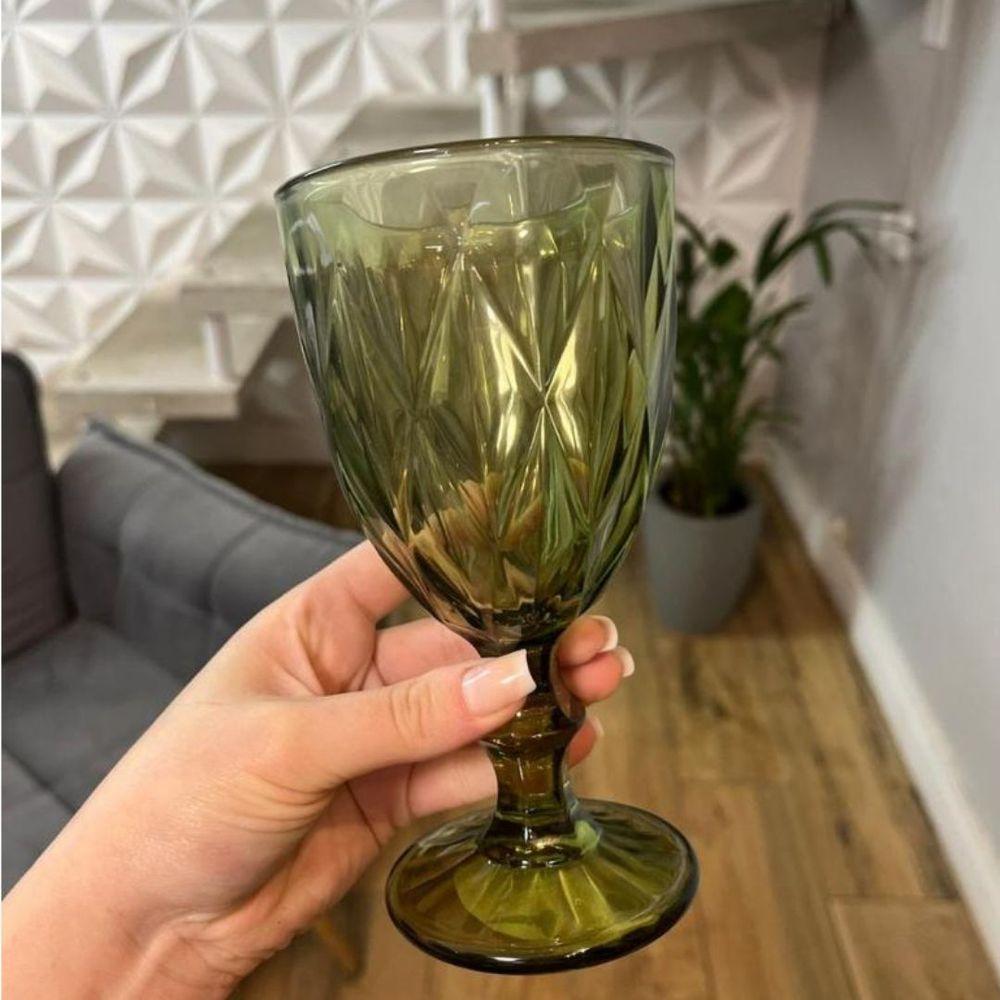 Jogo 6 Taças Vidro Diamond Verde Premium 340ml - Viva Flor - 4