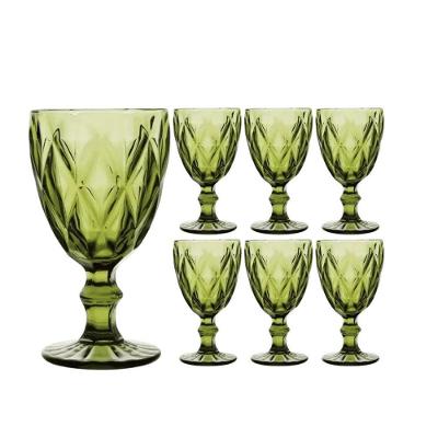 Jogo 6 Taças Vidro Diamond Verde Premium 340ml - Viva Flor