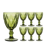 Jogo 6 Taças Vidro Diamond Verde Premium 340ml - Viva Flor - 1