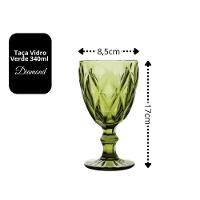 Jogo 6 Taças Vidro Diamond Verde Premium 340ml - Viva Flor - 6