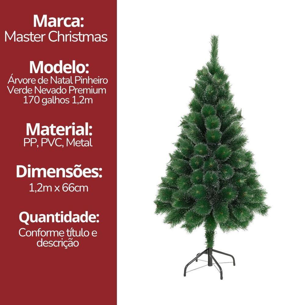 Árvore De Natal Pinheiro Nevado Premium Cheio 170 Galhos 1,2 Metros - Master Christmas - 10