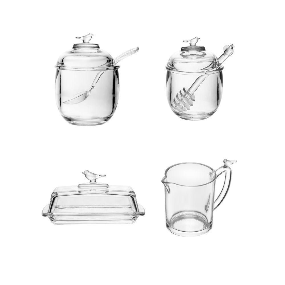 Kit Manteigueira + Açucareiro + Meleira + Leiteira Bird | Pássaro Wolff - 1