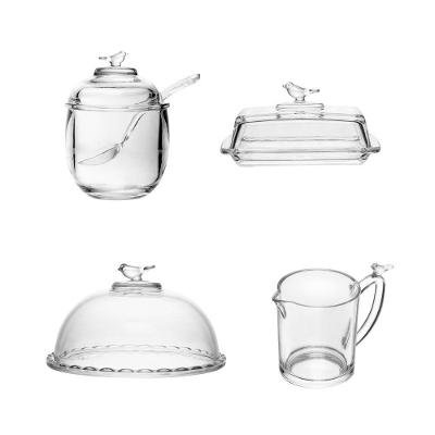 Kit Queijeira + Açucareiro + Manteigueira + Leiteira Bird | Pássaro Wolff