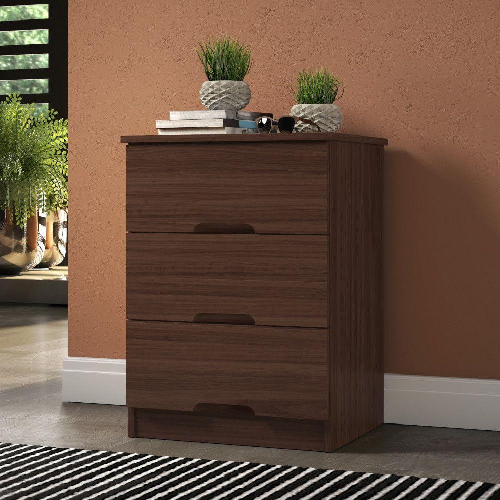 Mesa De Cabeceira 3 Gavetas Londres Móveis Europa Ipê - 2