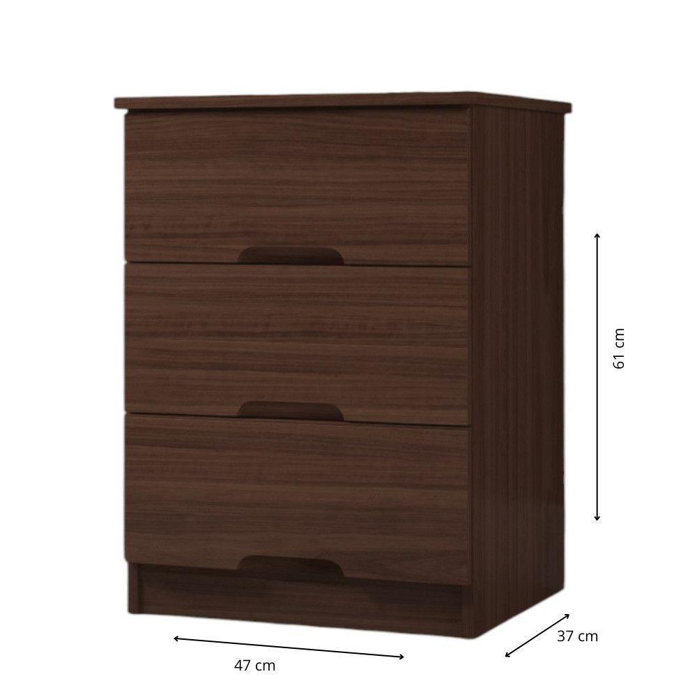 Mesa De Cabeceira 3 Gavetas Londres Móveis Europa Ipê - 3