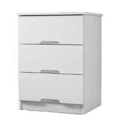 Mesa De Cabeceira 3 Gavetas Londres Móveis Europa Branco Acetinado