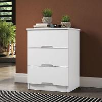 Mesa De Cabeceira 3 Gavetas Londres Móveis Europa Branco Acetinado - 2