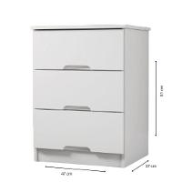 Mesa De Cabeceira 3 Gavetas Londres Móveis Europa Branco Acetinado - 3