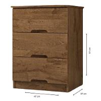 Mesa De Cabeceira 3 Gavetas Londres Móveis Europa Braúna - 2