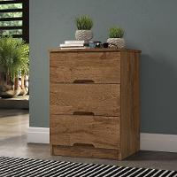 Mesa De Cabeceira 3 Gavetas Londres Móveis Europa Braúna - 3