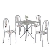 Conjunto De Mesa Tubular 4 Cadeiras 70x70cm Mart Perola Com Tampo Em Granito Topázio Isabel 048 - Tudo De Móveis Arabesco - 1