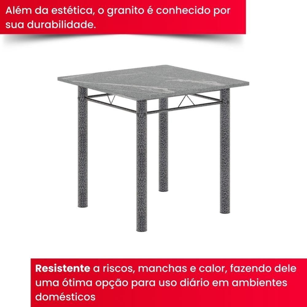 Conjunto De Mesa Tubular 4 Cadeiras 70x70cm Mart Prata Com Tampo Em Granito Topázio Isabel 030 - Tudo De Móveis Botanic Bege - 5