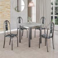 Conjunto De Mesa Tubular 4 Cadeiras 70x70cm Mart Prata Com Tampo Em Granito Topázio Isabel 030 - Tudo De Móveis Botanic Bege - 10