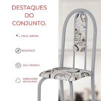 Conjunto De Mesa Tubular 4 Cadeiras 70x70cm Mart Perola Com Tampo Em Granito Topázio Isabel 030 - Tudo De Móveis Preto Floral - 5