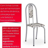 Conjunto De Mesa Tubular 4 Cadeiras 70x70cm Mart Perola Com Tampo Em Granito Topázio Isabel 030 - Tudo De Móveis Preto Floral - 6