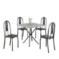 Conjunto De Mesa Tubular 4 Cadeiras 70x70cm Mart Prata Com Tampo Em Granito Topázio Isabel 048 - Tudo De Móveis Preto Floral - 1