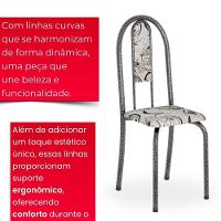 Conjunto De Mesa Tubular 4 Cadeiras 70x70cm Mart Prata Com Tampo Em Granito Topázio Isabel 048 - Tudo De Móveis Preto Floral - 9