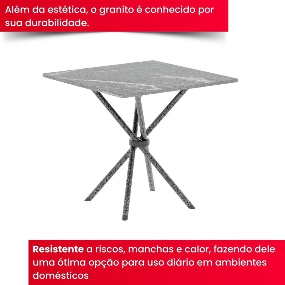 Conjunto De Mesa Tubular 4 Cadeiras 70x70cm Mart Prata Com Tampo Em Granito Topázio Isabel 048 - Tudo De Móveis Botanic Bege - 5