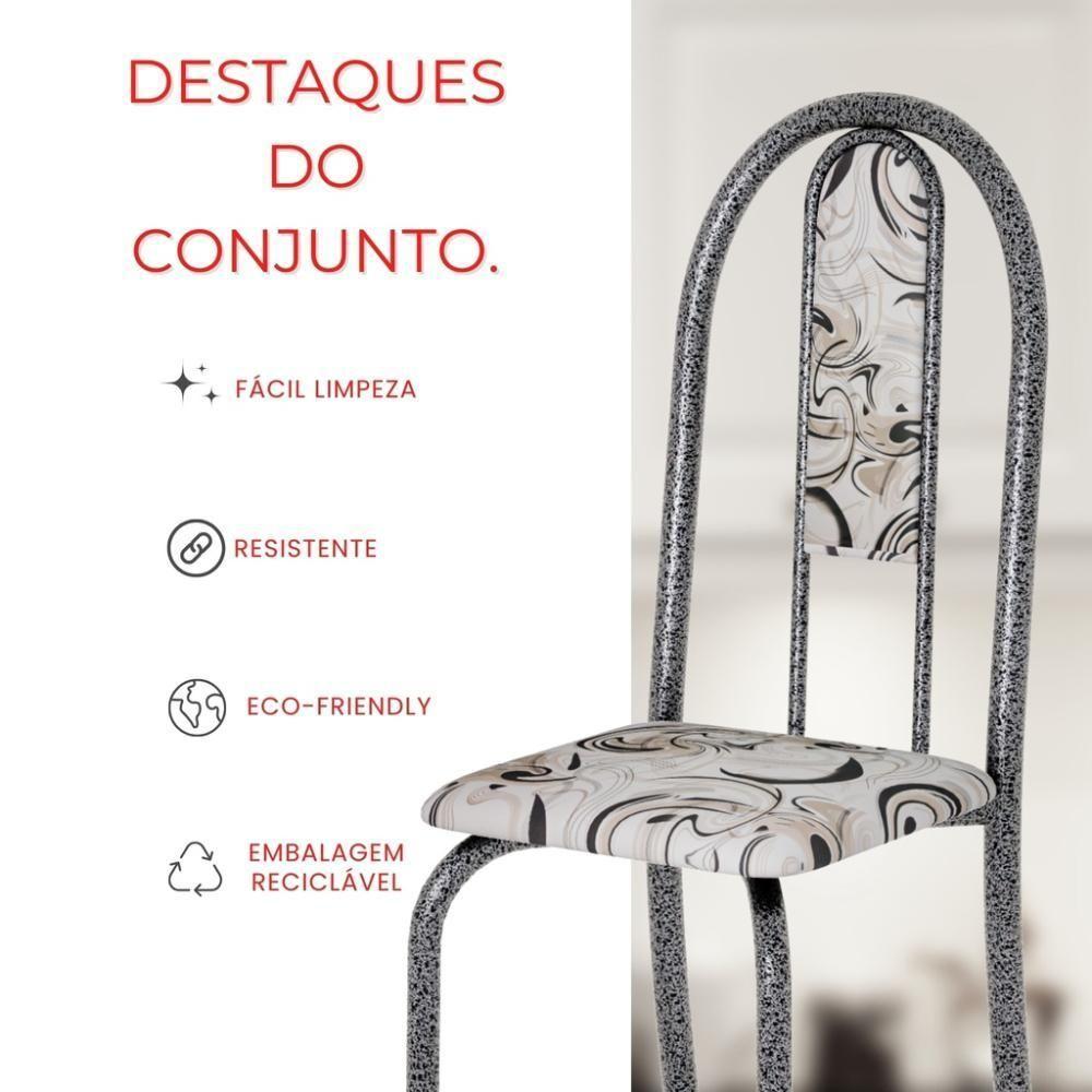 Conjunto De Mesa Tubular 4 Cadeiras 70x70cm Mart Prata Com Tampo Em Granito Topázio Isabel 048 - Tudo De Móveis Botanic Bege - 7